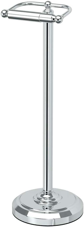 Gatco 1436MX, Freestanding Toilet Paper Holder, 22” H, Matte Black/Floor Standing Weighted Base Toilet Paper Holder Stand