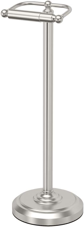 Gatco 1436MX, Freestanding Toilet Paper Holder, 22” H, Matte Black/Floor Standing Weighted Base Toilet Paper Holder Stand