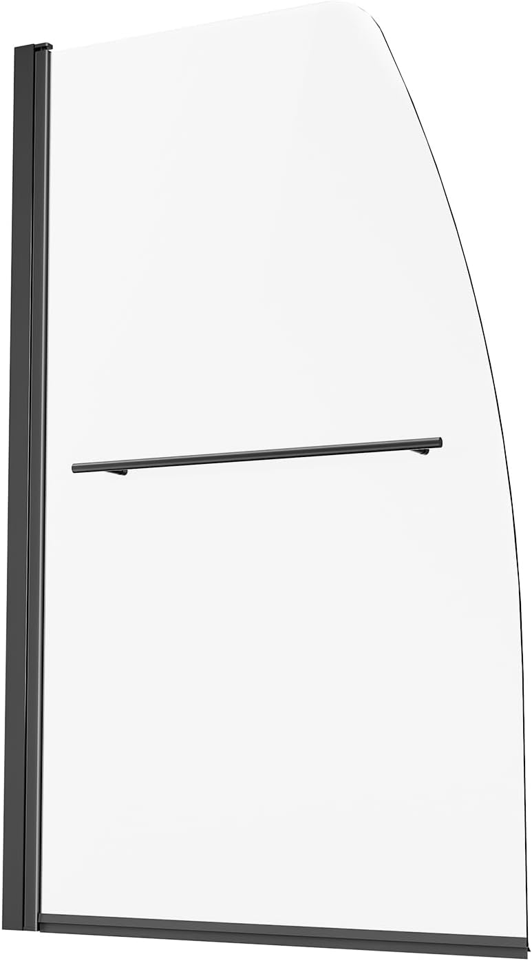 VEVOR Bathtub Shower Door, 50-60" W x 60" H, Semi-Frameless Double Sliding Tub Door, Semi-Frameless Bypass Tub Door with 1/4 in Shatterproof Tempered Glass and Stainless Steel Handle, Black