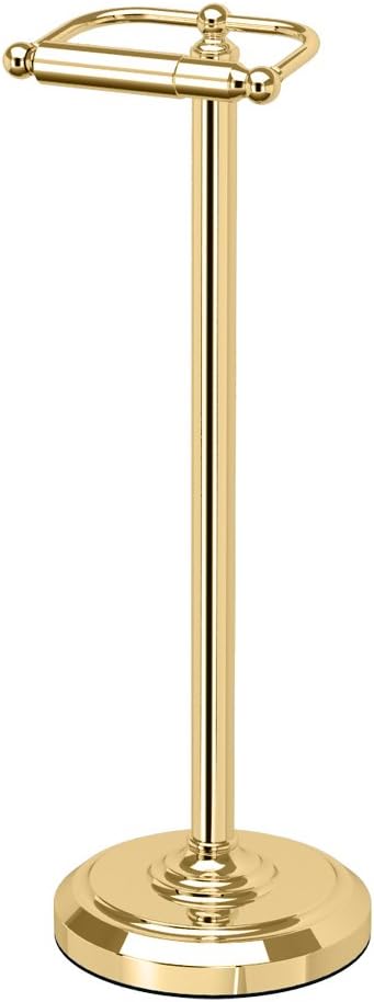 Gatco 1436MX, Freestanding Toilet Paper Holder, 22” H, Matte Black/Floor Standing Weighted Base Toilet Paper Holder Stand