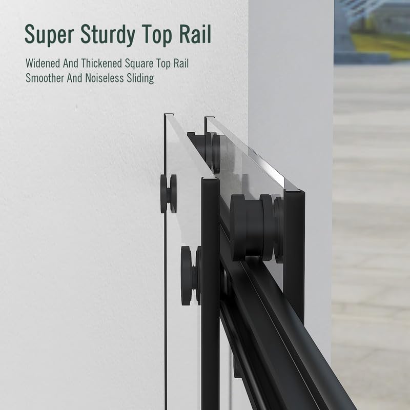 Bathtub Sliding Door, 55"-60" W x 56" H Tub Shower Door, Bathtub Door, Bathtub Glass Door Bathtub Double Sliding Shower Door 5/16" Tempered Glass Explosion-Proof Film Stainless Steel Black