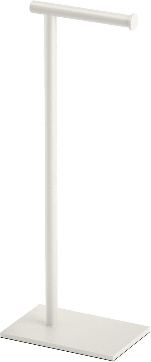 Gatco 1431SN, Modern Rectangle Base Freestanding Toilet Paper Holder, 22.25”, Satin Nickel/Free Standing Toilet Tissue Holder Stand with Weighted Base