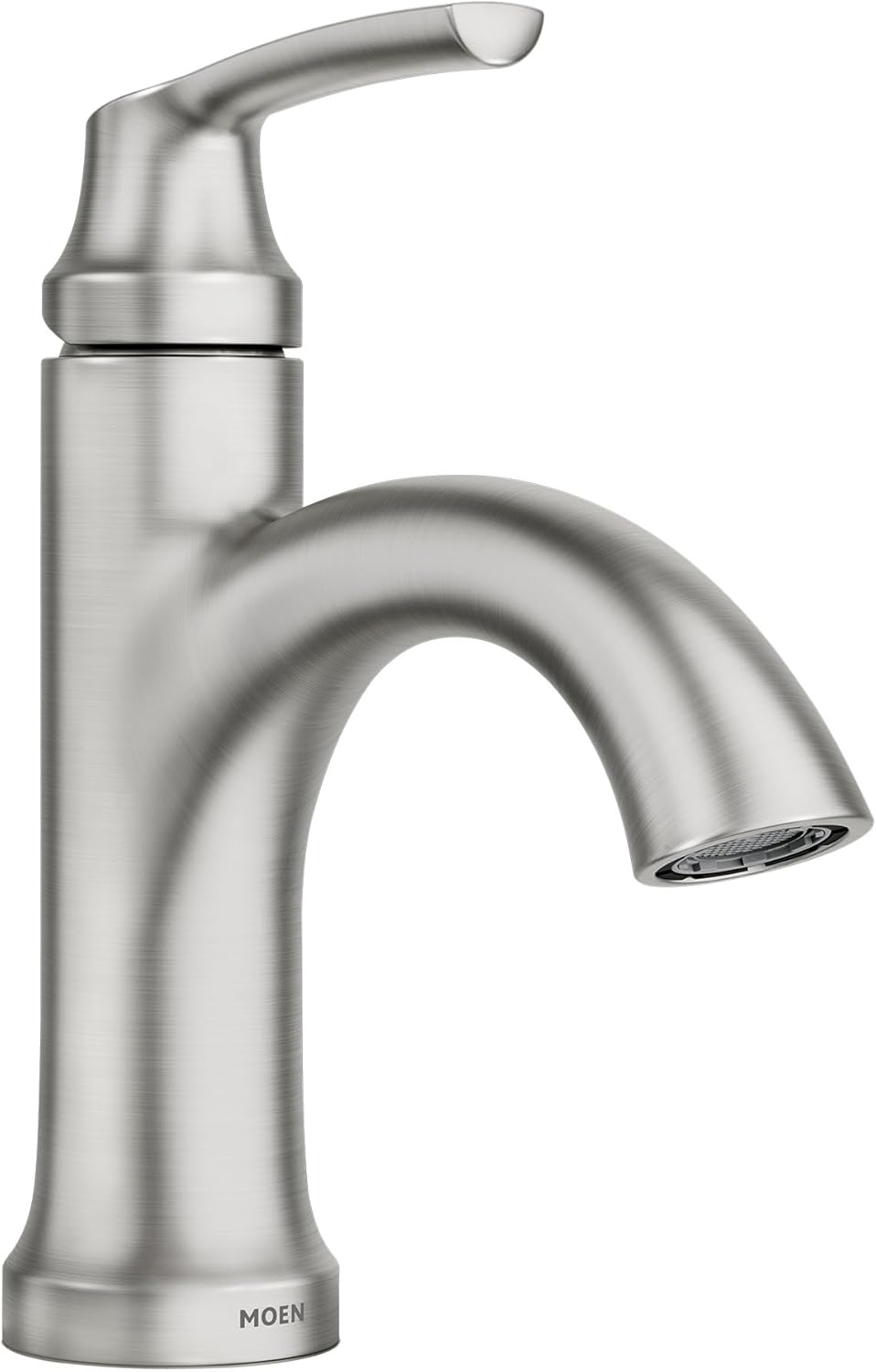 Moen Wellton Spot Resist Brushed Nickel One Hole Single-Handle Bathroom Faucet with Optional Deck Plate and Drain Assembly, 84980SRN