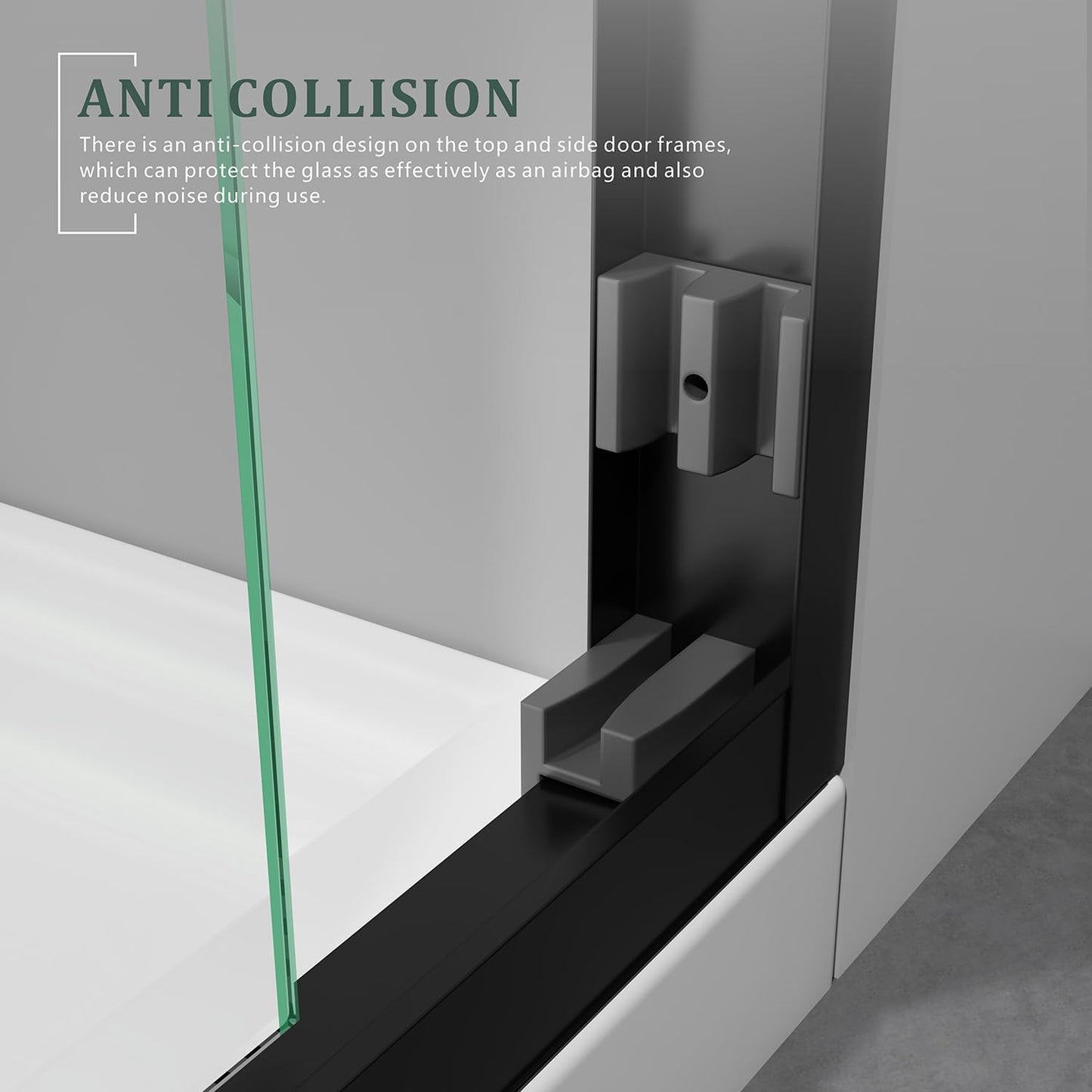 Bathtub Shower Door,56-60 inch W x 57 inch H Bypass Double Sliding Bath Tub Glass Shower Door,Semi-Frameless SGCC/ANSI Certified 1/4 inch Clear Tempered Glass,Matte Black Stainless Steel Handles