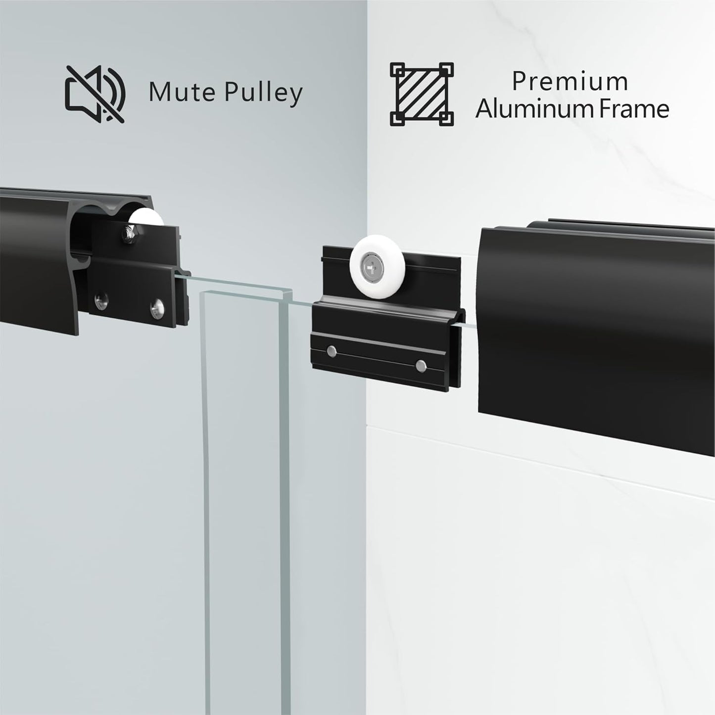 60" W x 58" H Semi-Frameless Bypass Sliding Bathtub Shower Door, Easy-to-Clean Treated Clear Tempered Glass, Matte Black
