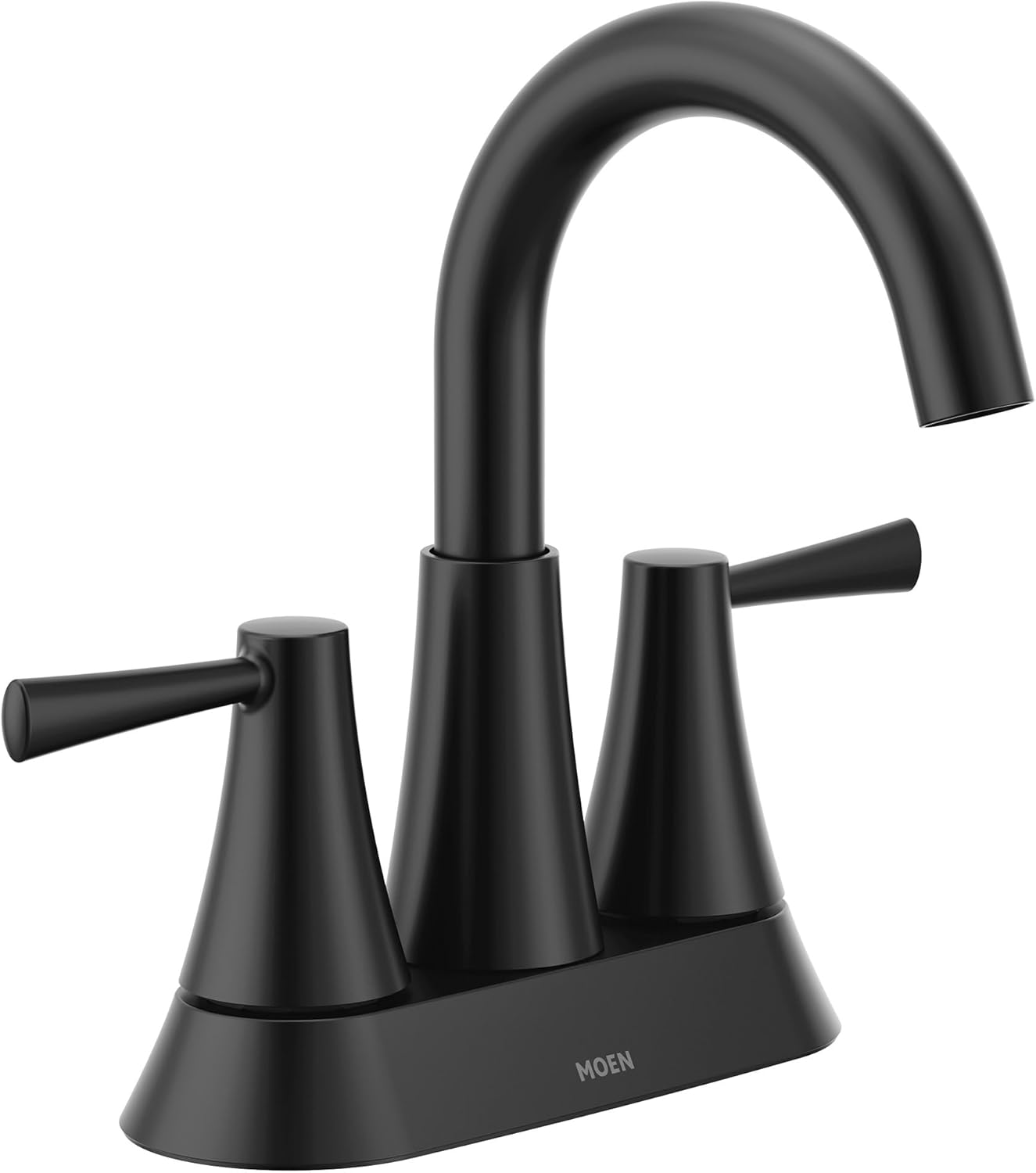 Moen Ronan Spot Resist Brushed Nickel Two-Handle 4" Centerset Modern Bathroom Faucet with Push-Down Drain, 84022SRN