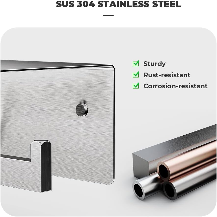 Double Toilet Paper Holder with Shelf, FreshGlow Large Tissue Holder Brushed Nickel, Wall Mount Commercial Toilet Paper Dispenser Phone Shelf Stainless Steel, Tissue Roll for Bathroom