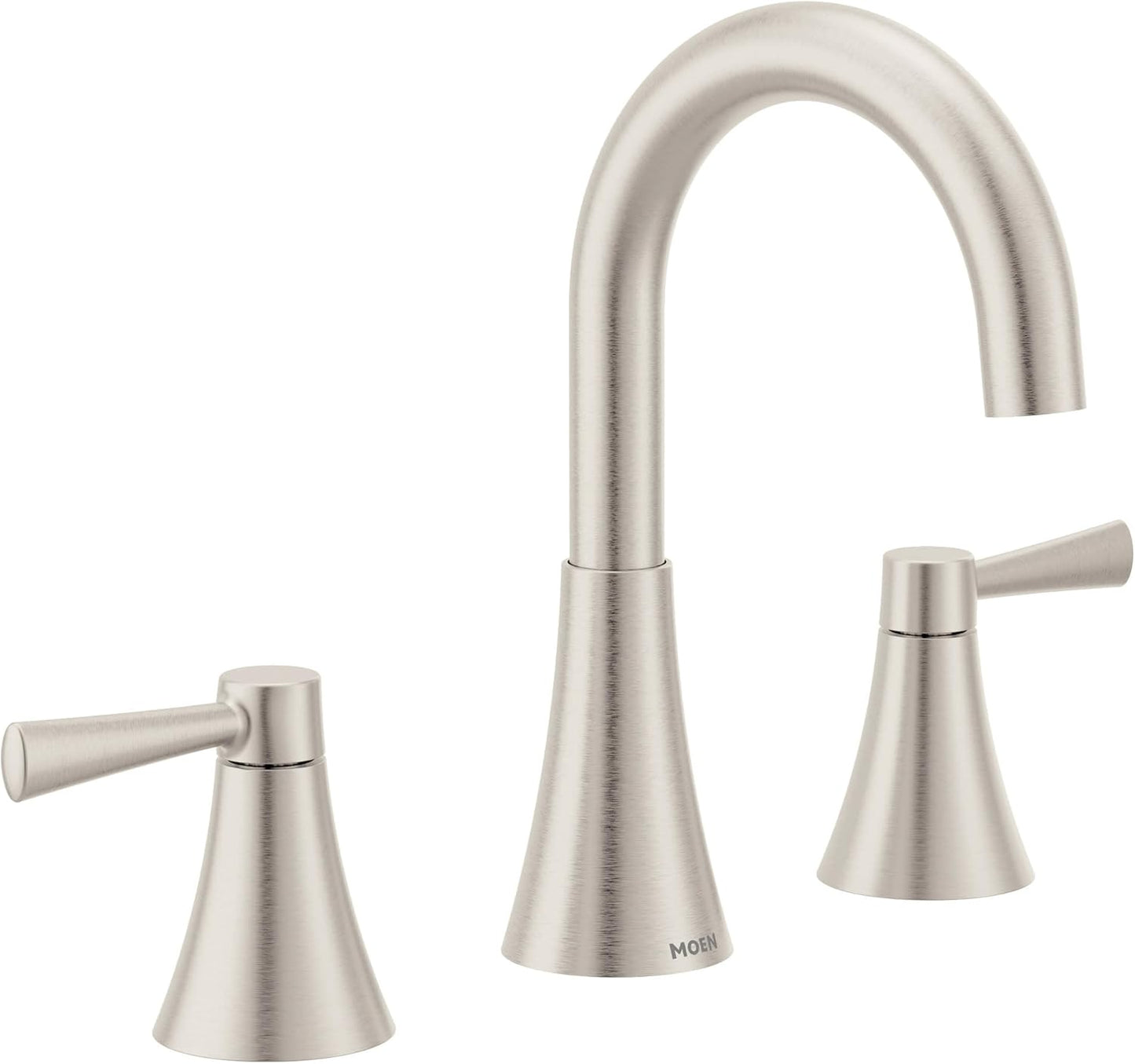 Moen Ronan Spot Resist Brushed Nickel Two-Handle 4" Centerset Modern Bathroom Faucet with Push-Down Drain, 84022SRN