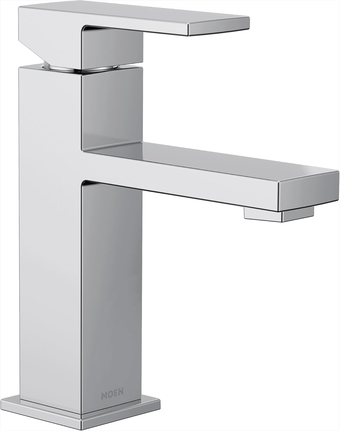 Moen Revyl Spot Resist Nickel One-Handle Single Hole Modern Bathroom Sink Faucet with Optional Deckplate and Spring Loaded Drain Assembly, 84771SRN