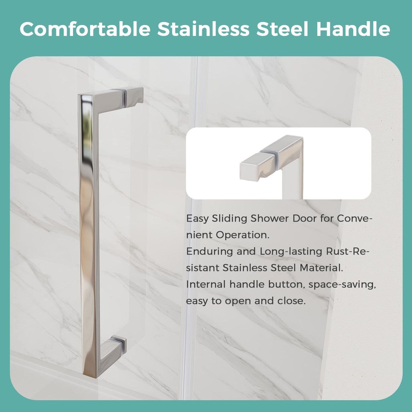 Frameless Tub Shower Door 56-59" W x 59" H, 5/16"(8mm) SGCC Clear Tempered Glass Bathtub Glass Door with Explosion-Proof Film, Tub Doors Can Be Installed Left Or Right, Stainless Steel, Silver