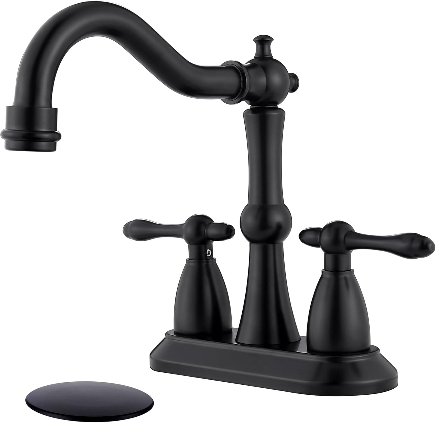 Brushed Gold Bathroom Faucet, Stainless Steel 4 inch Centerset Bathroom Faucet with Drain and Supply Hose, 2 Hole Gold Faucet for Bathroom Sink