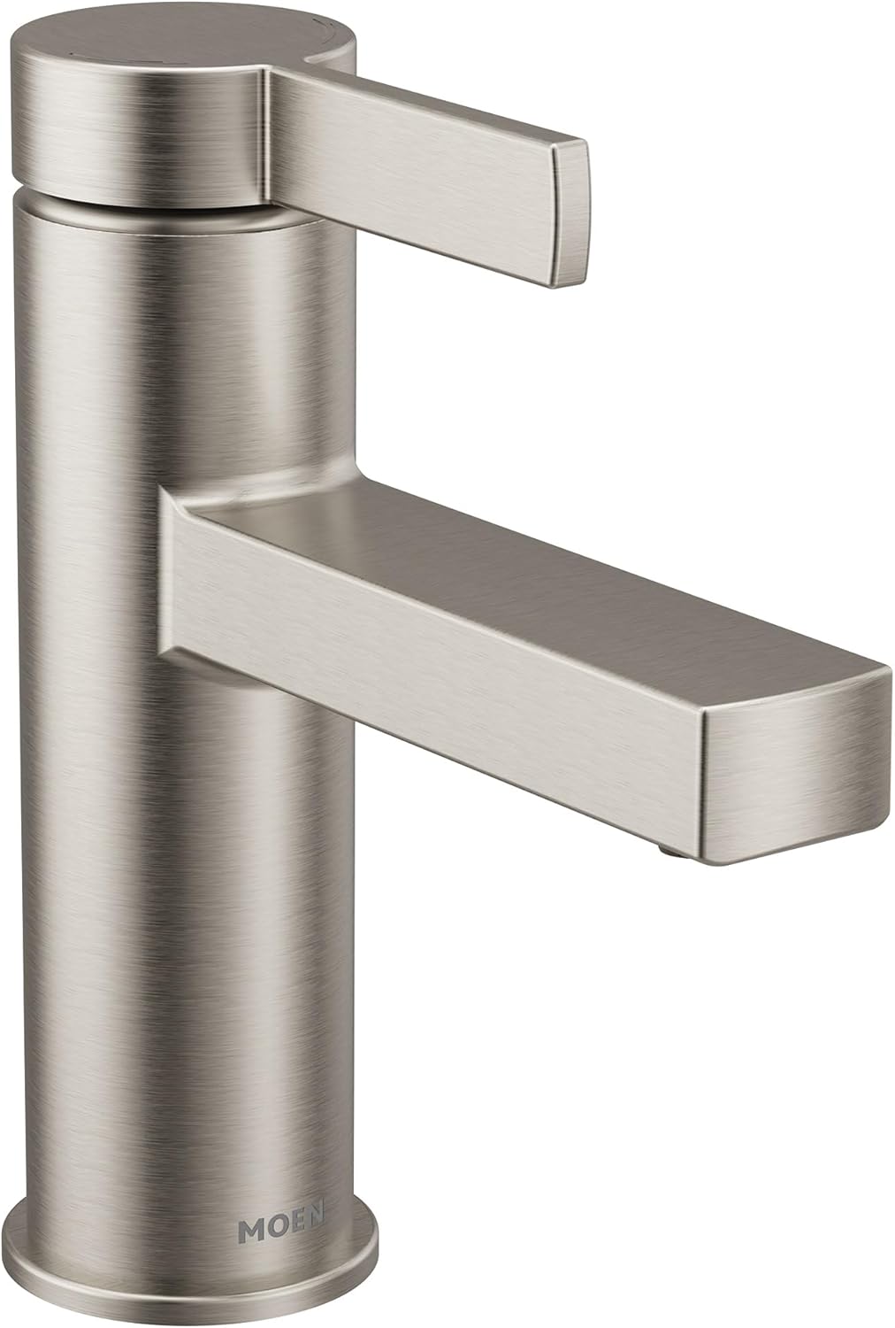 Moen Beric Chrome Modern One-Handle Single Hole Bathroom Faucet with Drain Assembly and Optional Deckplate for your Bath Sink, 84774