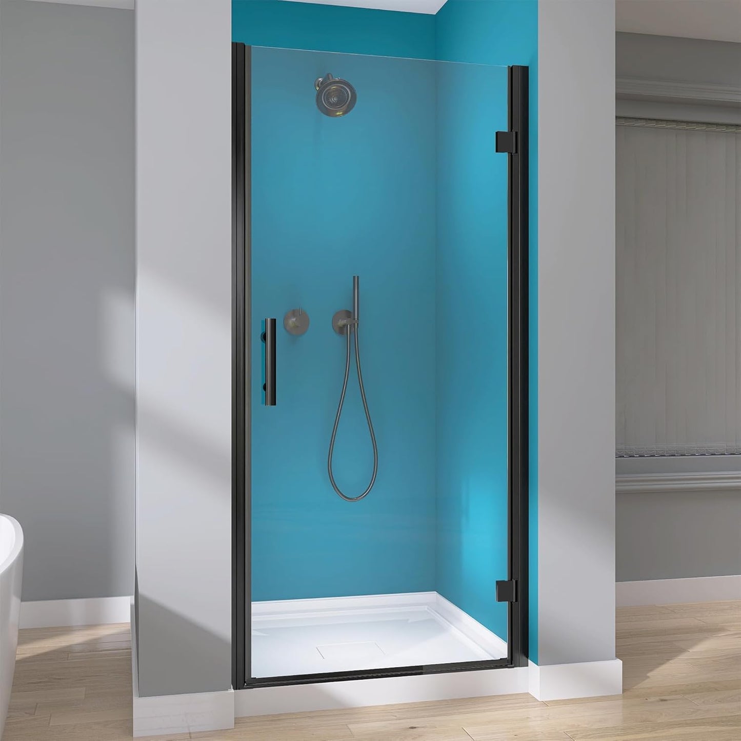GETPRO Shower Door for Tub 56-60 in. W x 62 in. H Semi-Frameless Tub Door for Shower, Double Sliding Bypass Bath Tub Shower Glass Doors with 5/16 inch Tempered Glass Matte Black