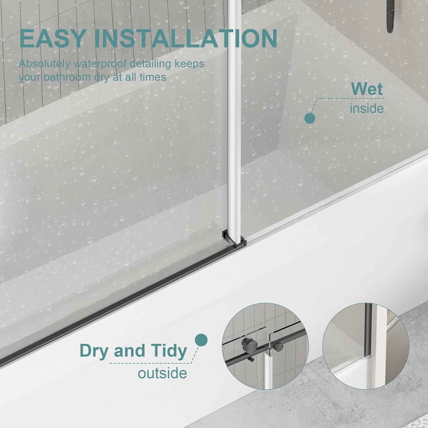 Frameless Bathtub Shower Doors 56-60" Width x 59" Height with 5/16" (8mm) Clear Tempered Glass,Silent Soft-Close Design,Brushed Nickel