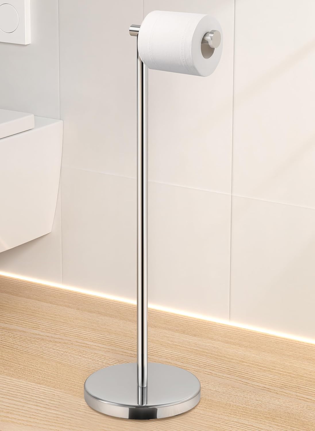 KES Bathroom Toilet Paper Holder Stand Modern Tissue Roll Holder SUS304 Stainless Steel Rustproof Freestanding 20.2" H, Matte Black BPH283S1-BK