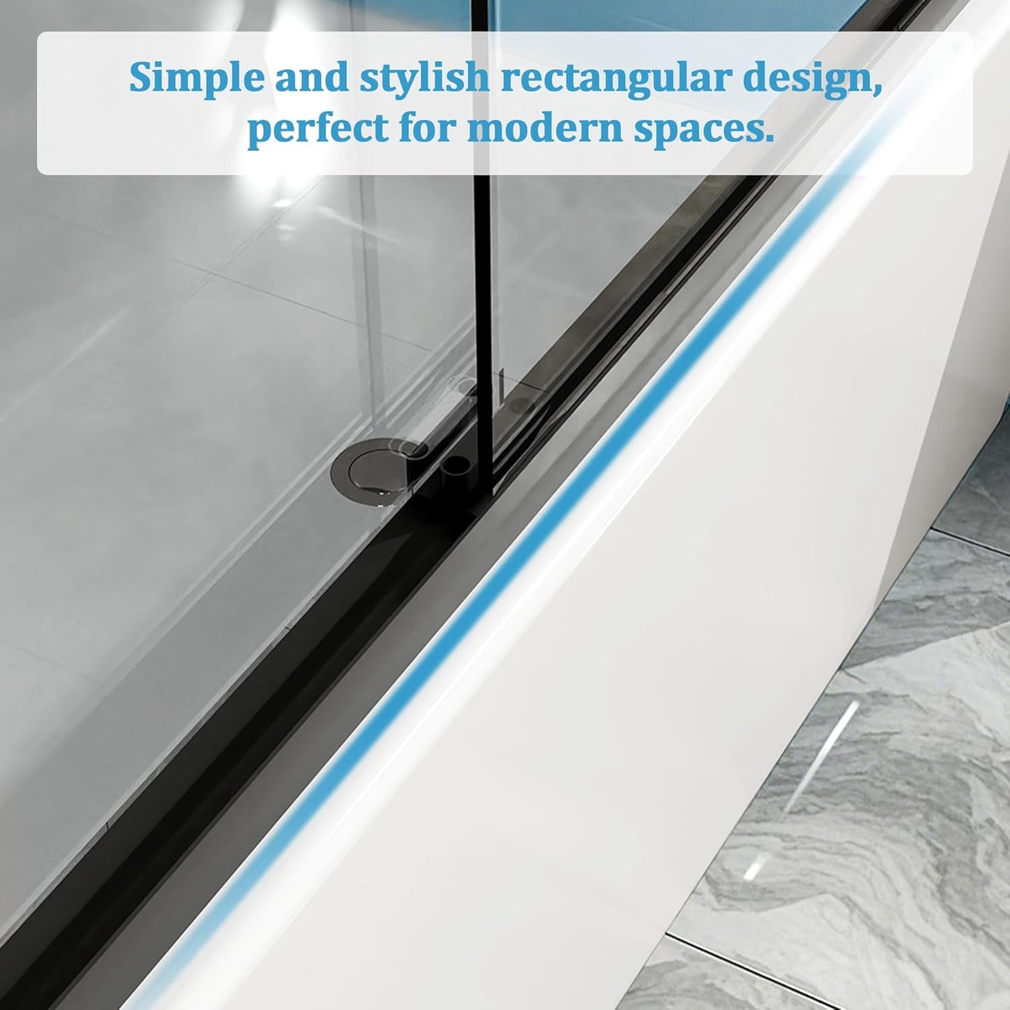 60''W×58''H Glass Tub Door Double Sliding Bathtub Door, 1/4''(6mm) Tempered Glass, Adjustable Width, Easy to Install & Clean, Matte Black