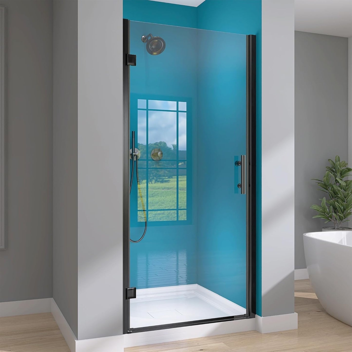 GETPRO Shower Door for Tub 56-60 in. W x 62 in. H Semi-Frameless Tub Door for Shower, Double Sliding Bypass Bath Tub Shower Glass Doors with 5/16 inch Tempered Glass Matte Black