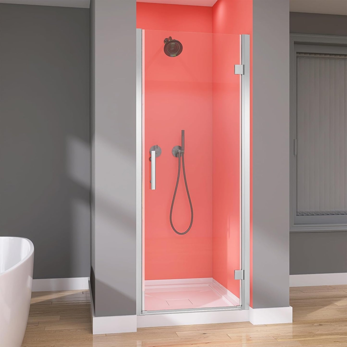 GETPRO Shower Door for Tub 56-60 in. W x 62 in. H Semi-Frameless Tub Door for Shower, Double Sliding Bypass Bath Tub Shower Glass Doors with 5/16 inch Tempered Glass Matte Black