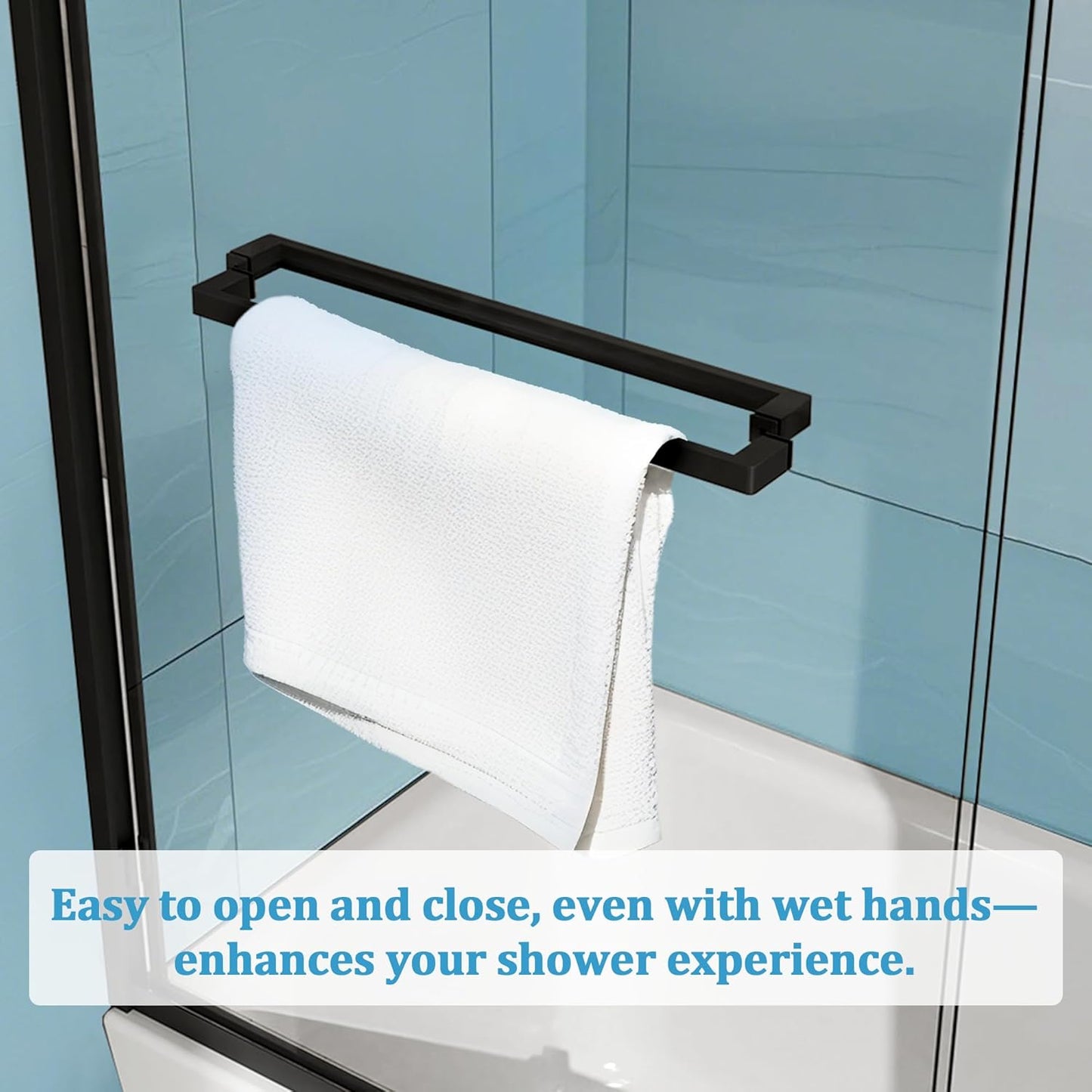 60''W×58''H Glass Tub Door Double Sliding Bathtub Door, 1/4''(6mm) Tempered Glass, Adjustable Width, Easy to Install & Clean, Matte Black