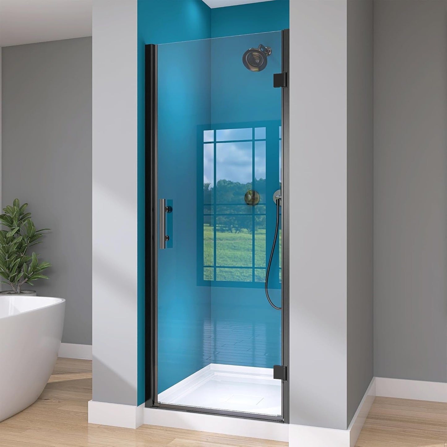 GETPRO Shower Door for Tub 56-60 in. W x 62 in. H Semi-Frameless Tub Door for Shower, Double Sliding Bypass Bath Tub Shower Glass Doors with 5/16 inch Tempered Glass Matte Black