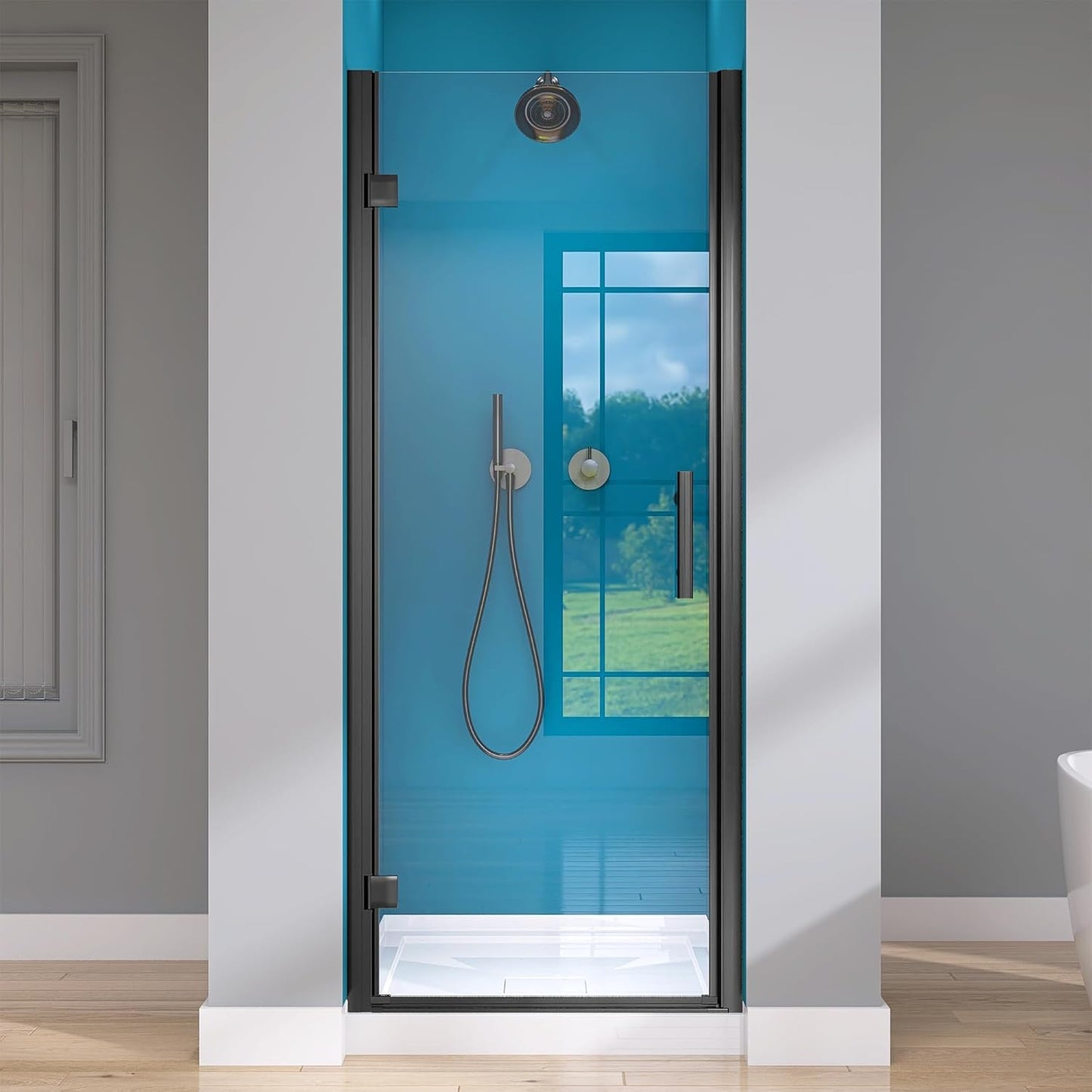 GETPRO Shower Door for Tub 56-60 in. W x 62 in. H Semi-Frameless Tub Door for Shower, Double Sliding Bypass Bath Tub Shower Glass Doors with 5/16 inch Tempered Glass Matte Black