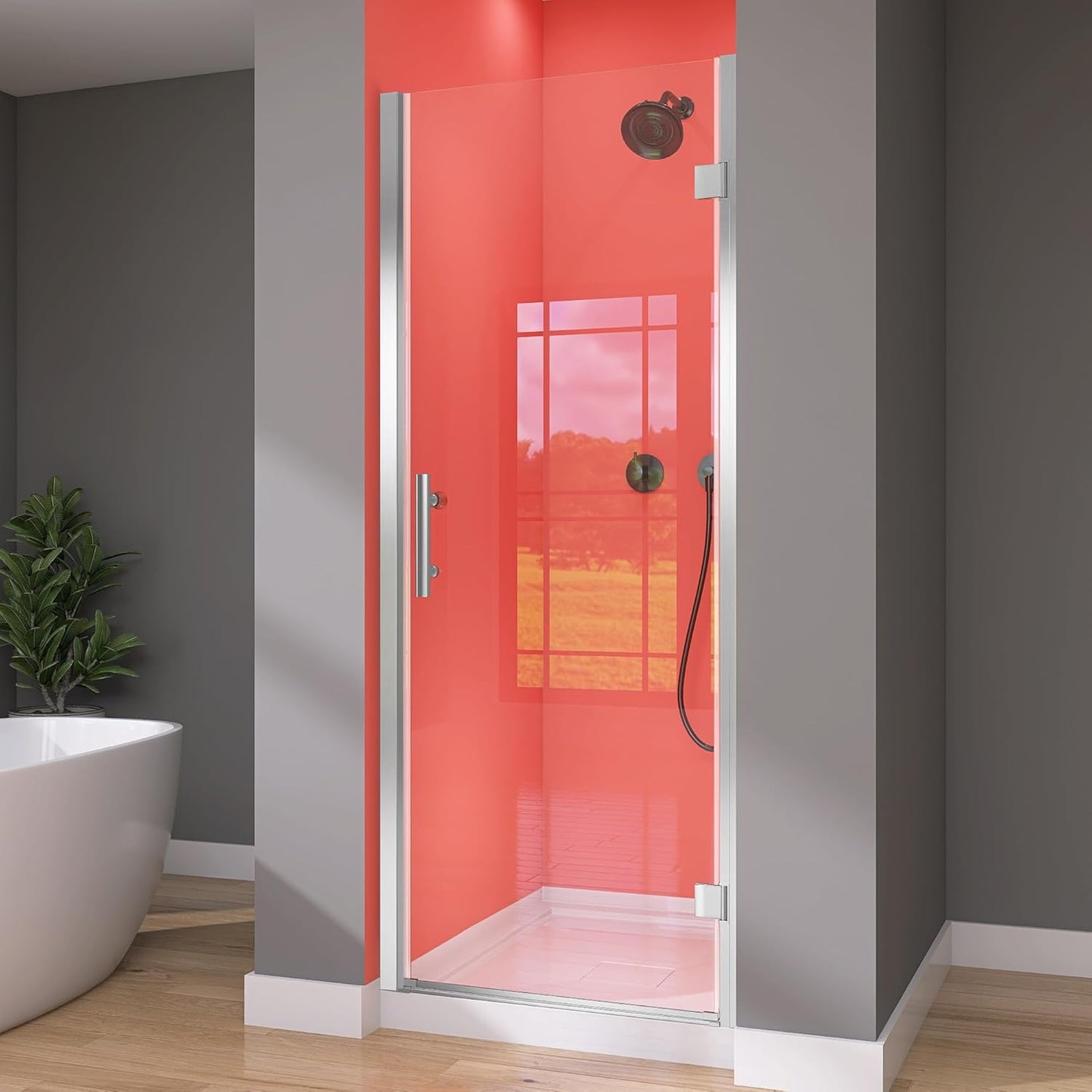GETPRO Shower Door for Tub 56-60 in. W x 62 in. H Semi-Frameless Tub Door for Shower, Double Sliding Bypass Bath Tub Shower Glass Doors with 5/16 inch Tempered Glass Matte Black