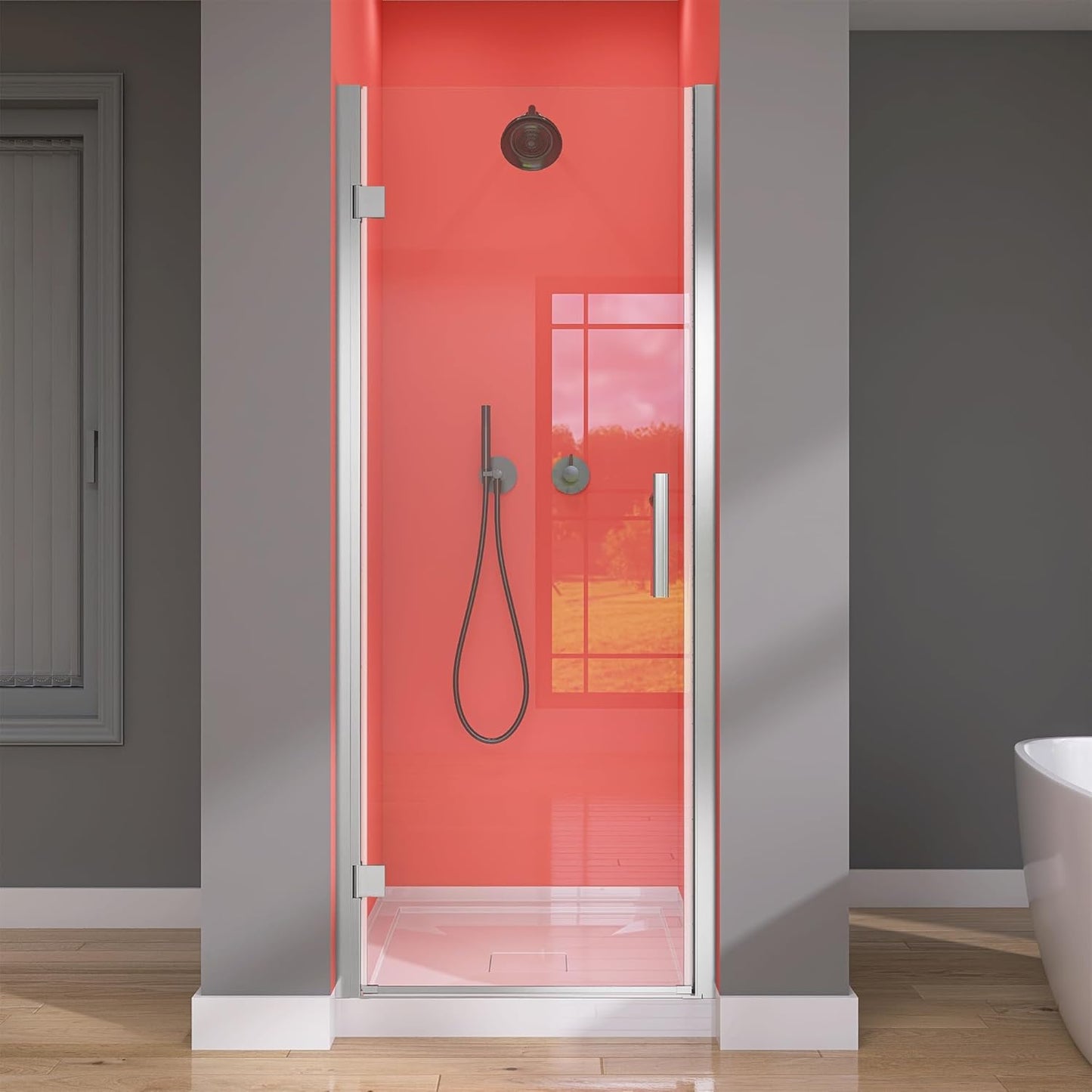 GETPRO Shower Door for Tub 56-60 in. W x 62 in. H Semi-Frameless Tub Door for Shower, Double Sliding Bypass Bath Tub Shower Glass Doors with 5/16 inch Tempered Glass Matte Black