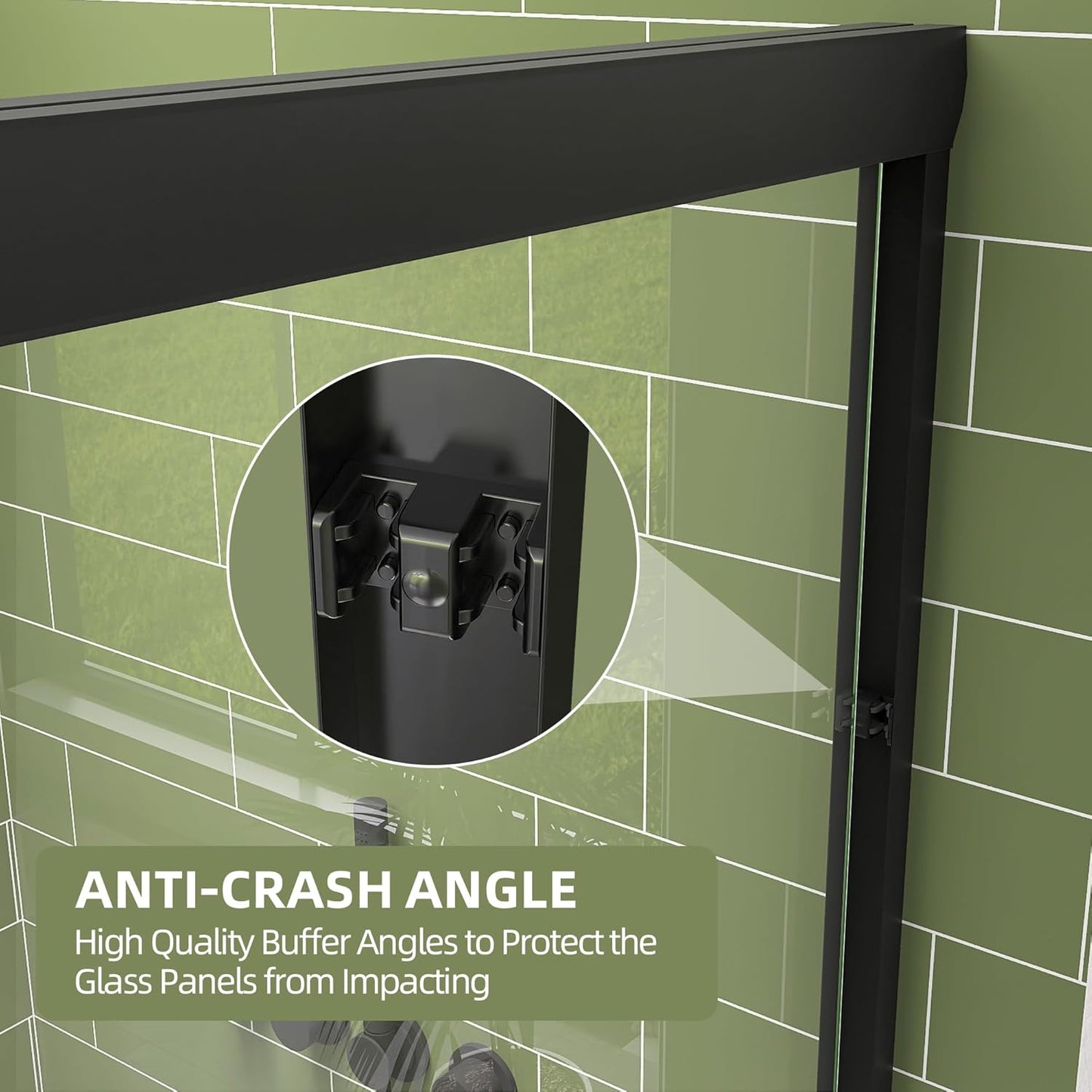 GETPRO Tub Shower Door Sliding 57-60 in. W x 58 in. H Semi-Frameless Bypass Double Sliding Bathroom Glass Tub Door,1/4 inch Clear Tempered Glass Bathtub Door Matte Black