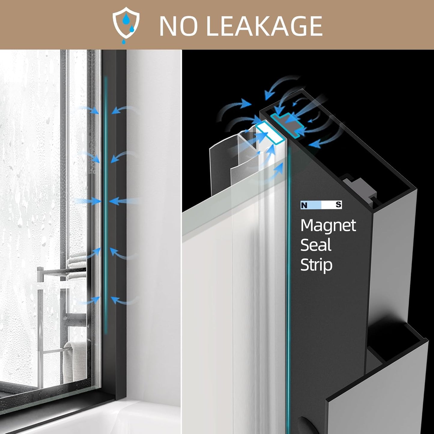 GETPRO Shower Door for Tub 56-60 in. W x 62 in. H Semi-Frameless Tub Door for Shower, Double Sliding Bypass Bath Tub Shower Glass Doors with 5/16 inch Tempered Glass Matte Black