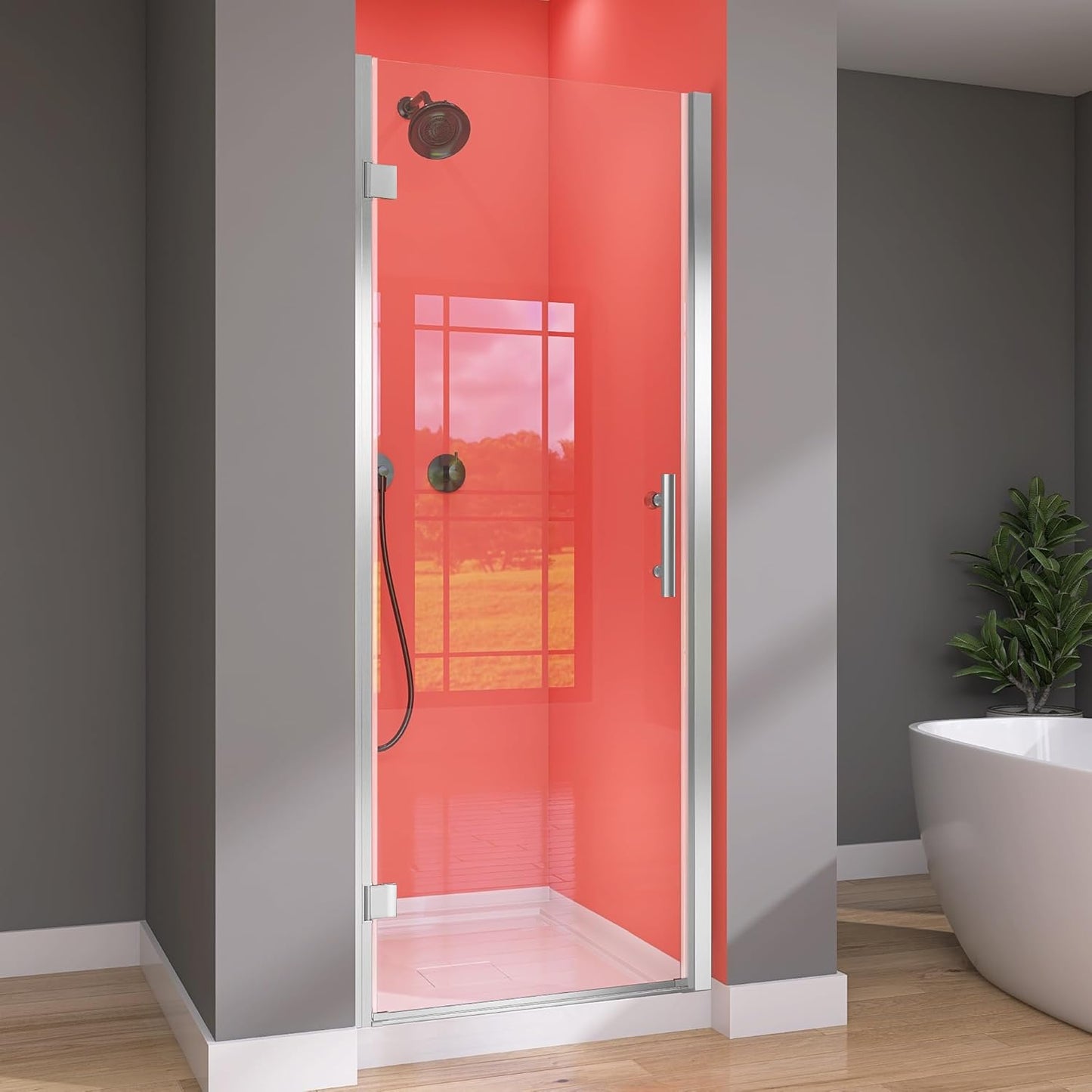 GETPRO Shower Door for Tub 56-60 in. W x 62 in. H Semi-Frameless Tub Door for Shower, Double Sliding Bypass Bath Tub Shower Glass Doors with 5/16 inch Tempered Glass Matte Black