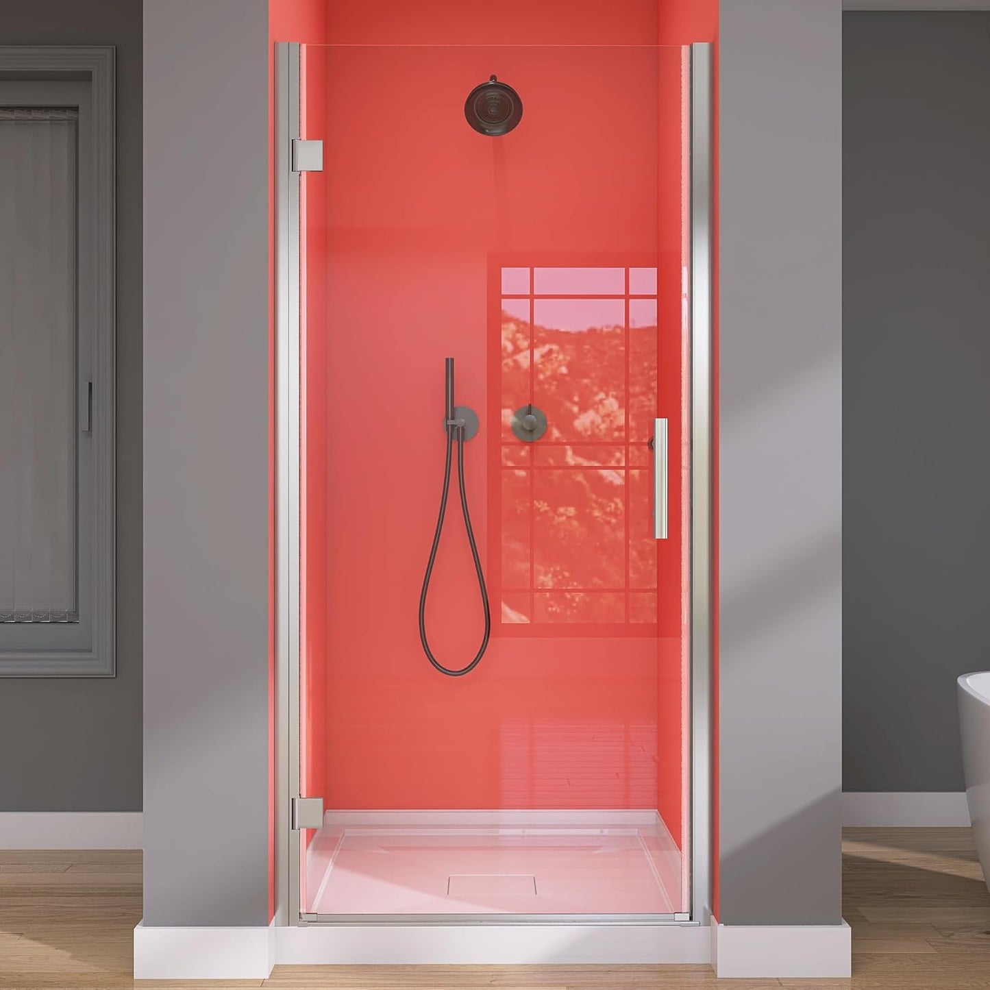 GETPRO Shower Door for Tub 56-60 in. W x 62 in. H Semi-Frameless Tub Door for Shower, Double Sliding Bypass Bath Tub Shower Glass Doors with 5/16 inch Tempered Glass Matte Black