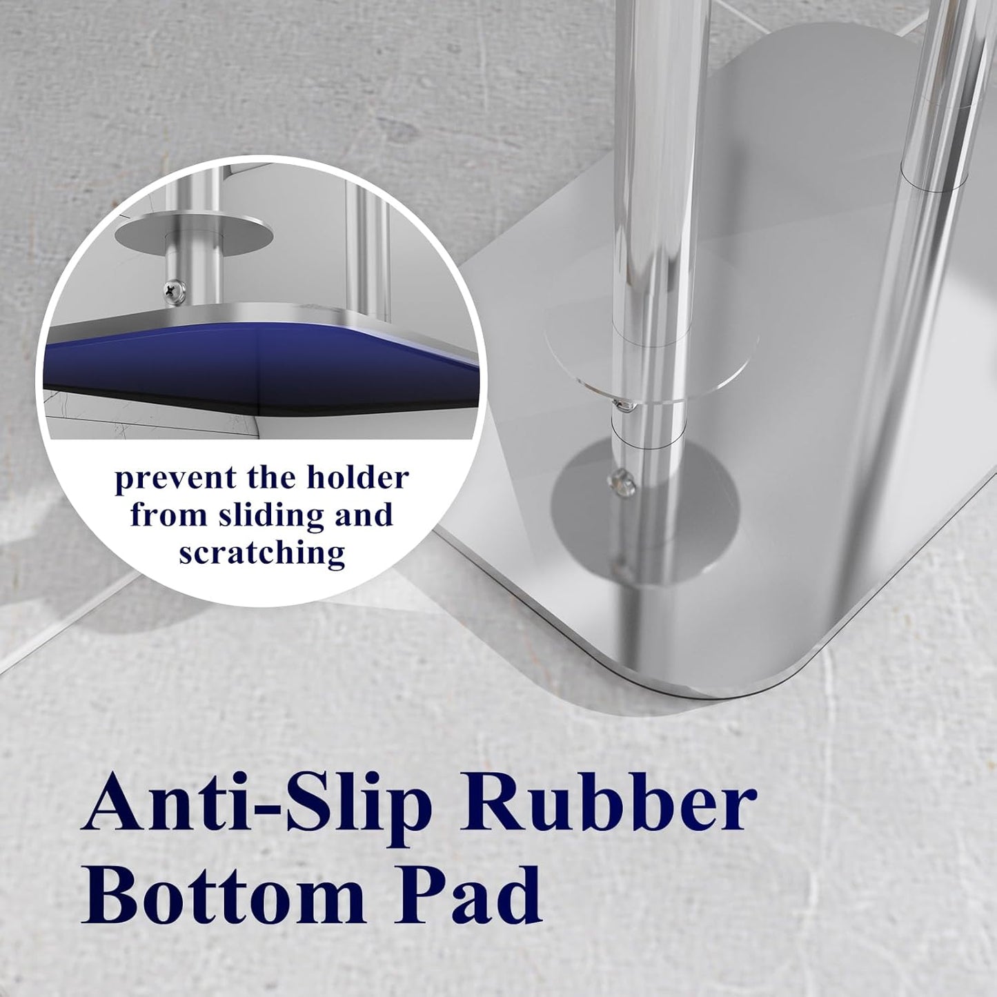 Kitsure Toilet Paper Holder Free Standing – Rustproof Metal Toilet Paper Stand for 4 Rolls with Anti-Slip Base and Shelf for Phone & Small Items, Bathroom Organizers and Storage, Large, Silver