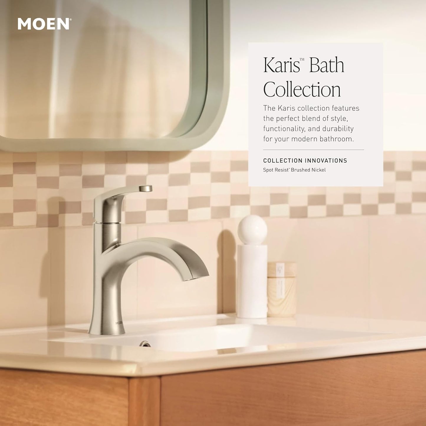 Moen Karis Chrome One-Handle Single Hole Bathroom Sink Faucet with Optional Deck Plate, 84346