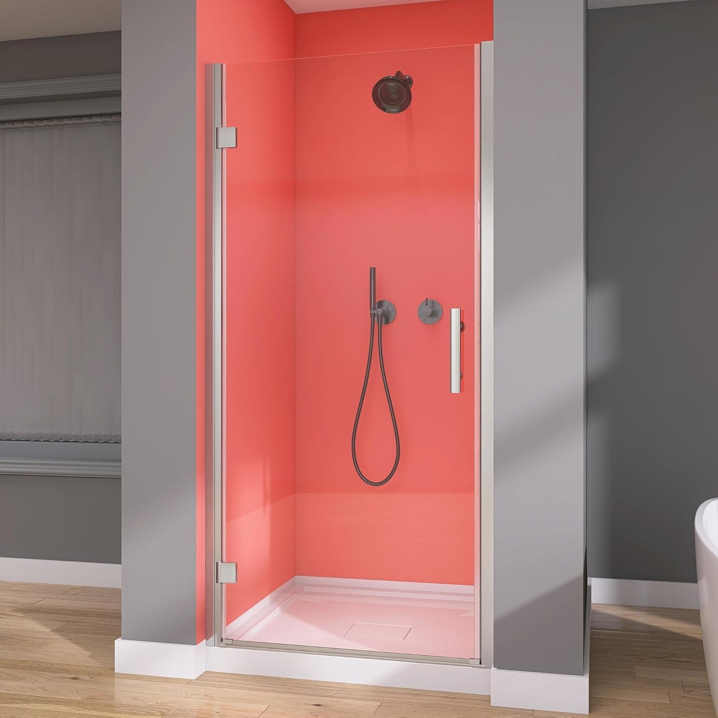 GETPRO Shower Door for Tub 56-60 in. W x 62 in. H Semi-Frameless Tub Door for Shower, Double Sliding Bypass Bath Tub Shower Glass Doors with 5/16 inch Tempered Glass Matte Black