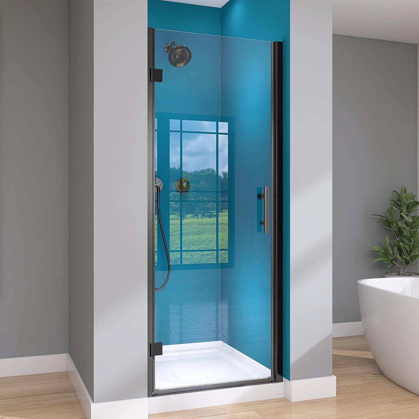 GETPRO Shower Door for Tub 56-60 in. W x 62 in. H Semi-Frameless Tub Door for Shower, Double Sliding Bypass Bath Tub Shower Glass Doors with 5/16 inch Tempered Glass Matte Black