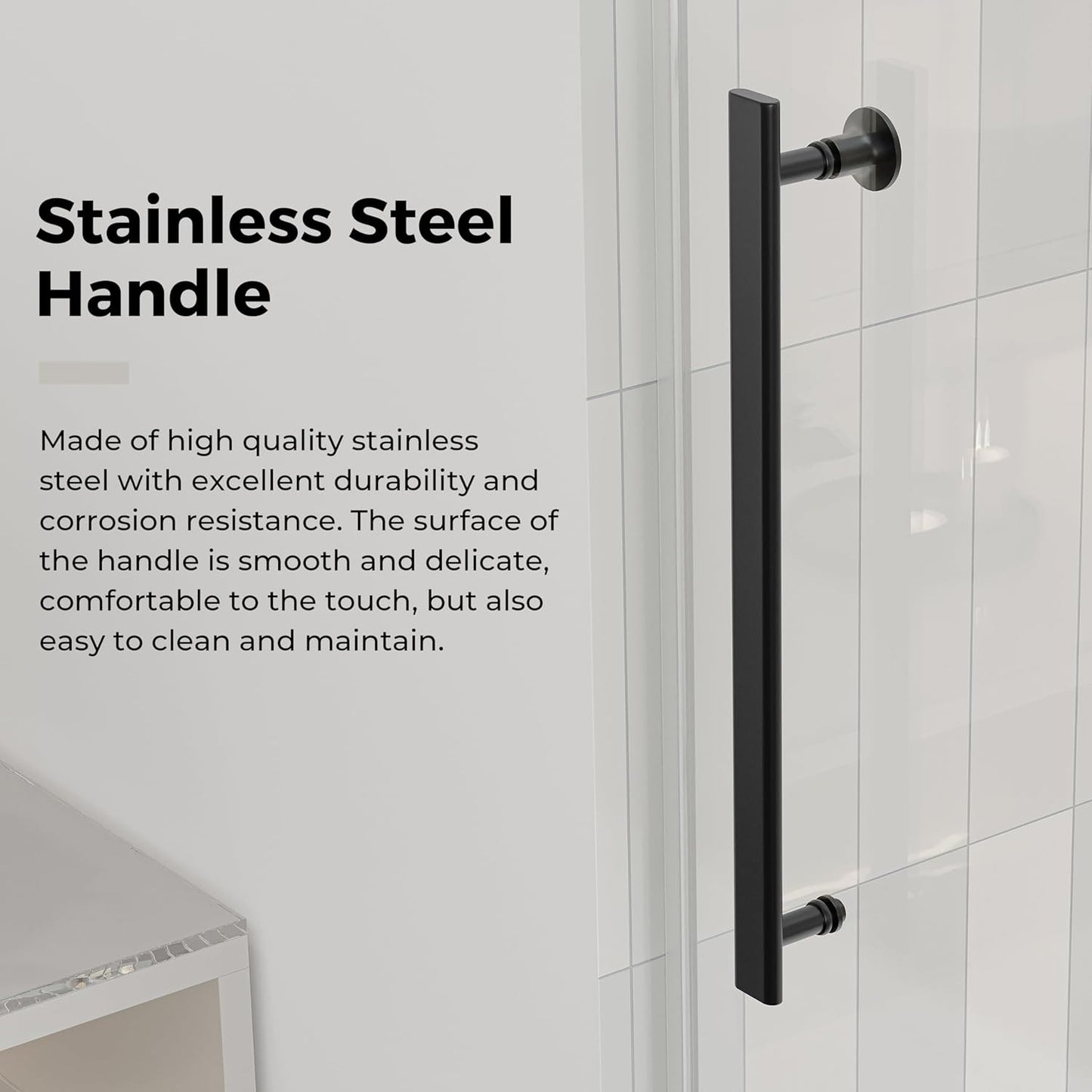 DELAVIN 56-59 in.W x 59 in.H Frameless Bathtub Door, Stainless Steel Tub Shower Door, Bathtub Shower Door with 5/16" (8mm) SGCC Certified Clear Tempered Glass, Black Shower Doors