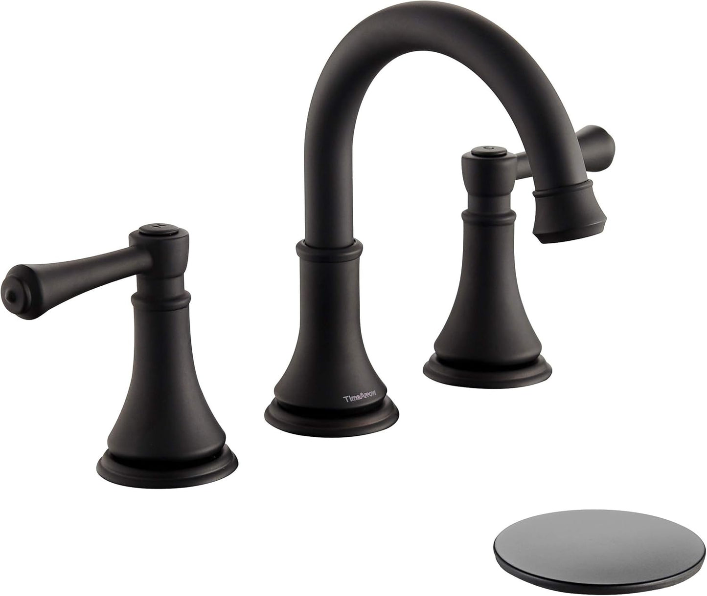 Oil Rubbed Bronze 8 inch Widespread Bathroom Sink Faucet 3 Holes with Pop-Up Drain, 2 Handle Modern Bathroom/Vanity/Lavatory Faucet with Brass 360° Swivel Spout, TAF830Y-ORB