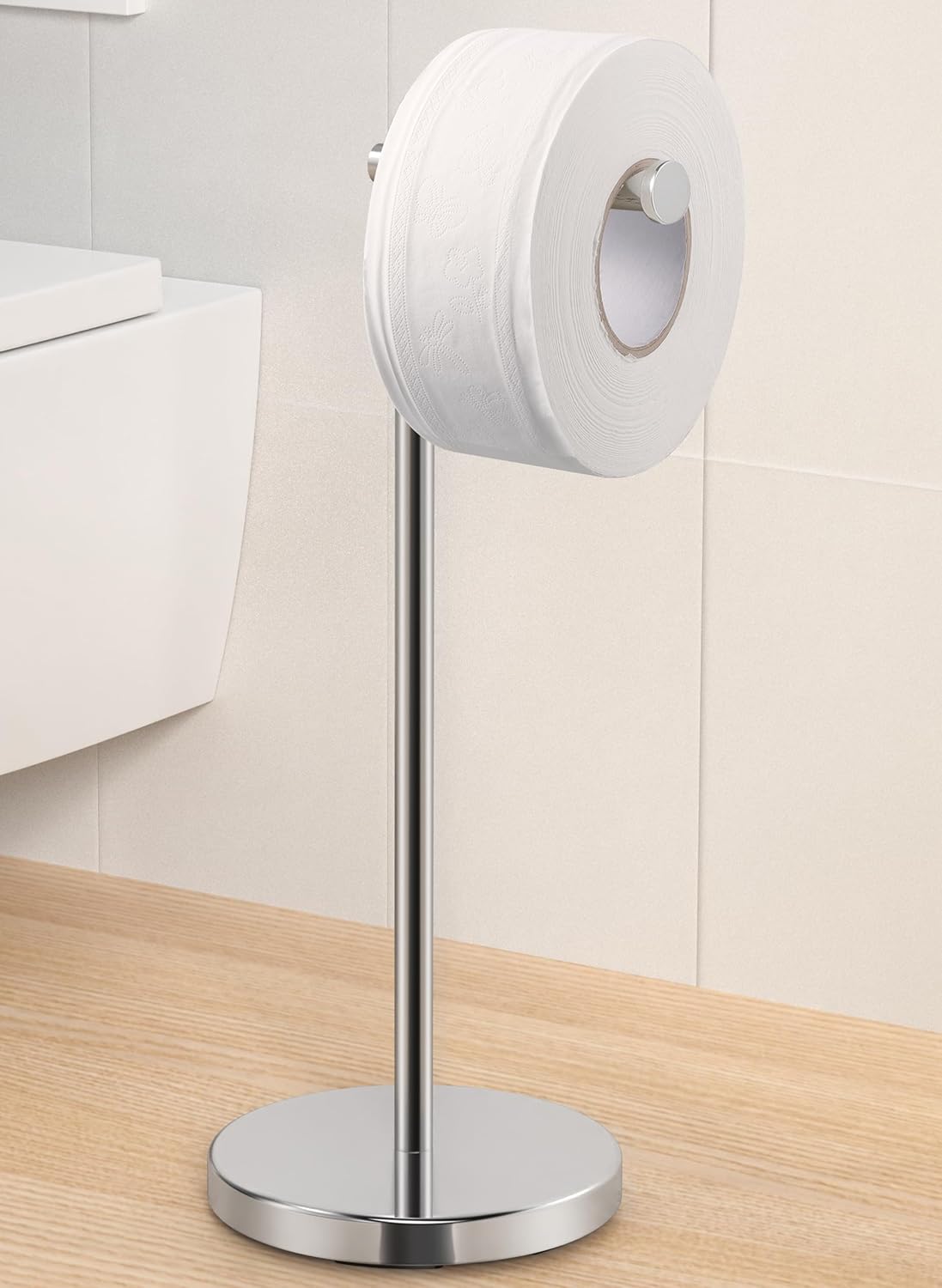 KES Bathroom Toilet Paper Holder Stand Modern Tissue Roll Holder SUS304 Stainless Steel Rustproof Freestanding 20.2" H, Matte Black BPH283S1-BK
