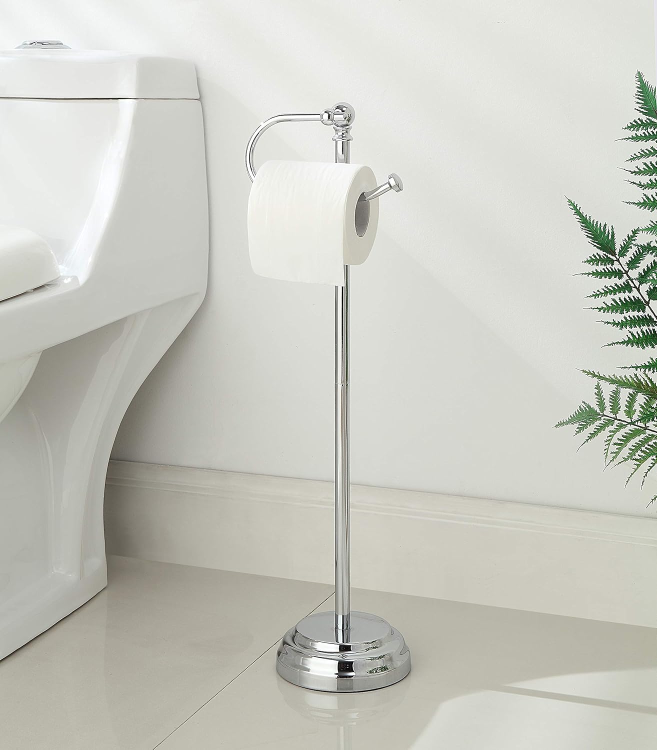 SunnyPoint Classic Bathroom Free Standing Toilet Tissue Paper Roll Holder Stand