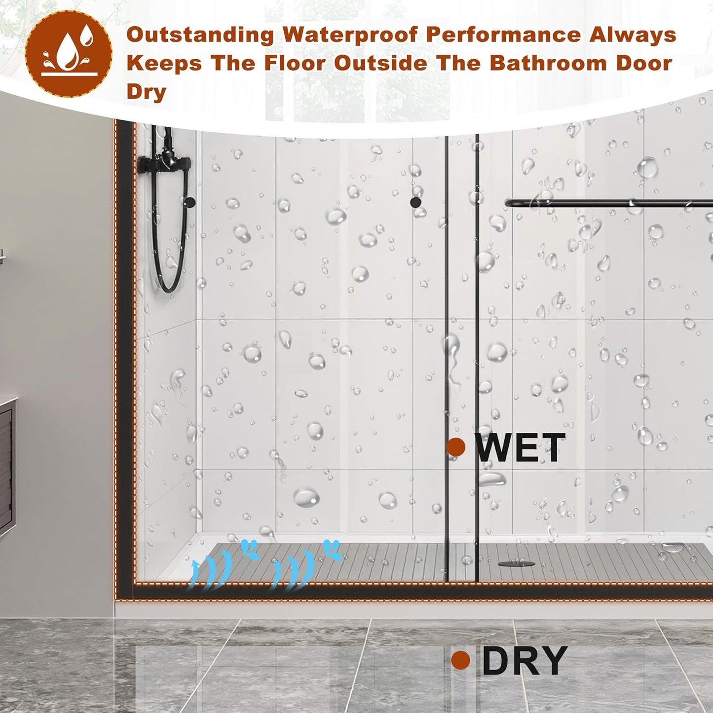 Shower Door Bathtub Sliding 56-60" W x 58" H, Shower Doors for Walk in Shower, Water Repellent Bathroom Shower Glass Bathtub Door, ABS Anti-Collision Rubber, Matte Black (1/4")