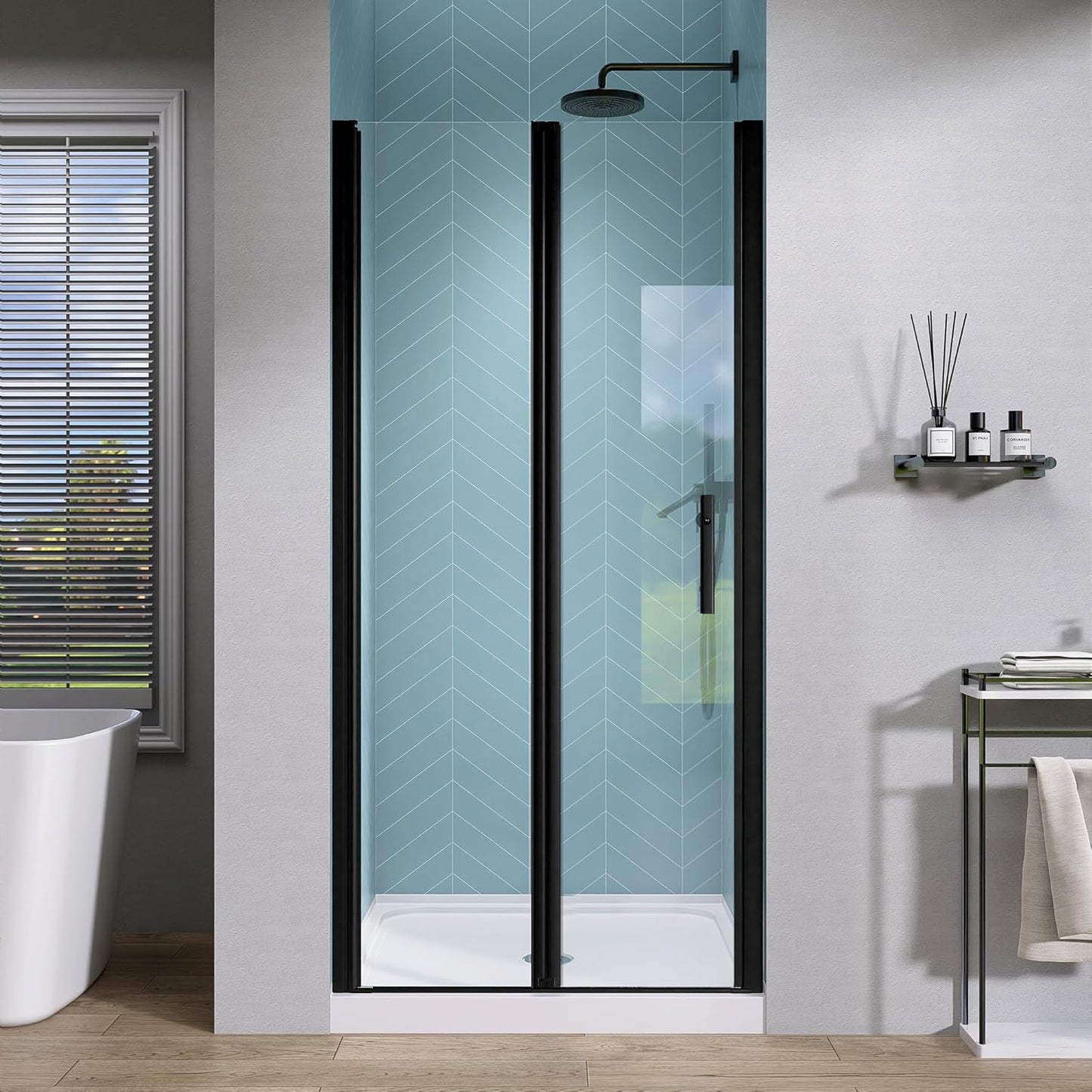 GETPRO Shower Door for Tub 56-60 in. W x 62 in. H Semi-Frameless Tub Door for Shower, Double Sliding Bypass Bath Tub Shower Glass Doors with 5/16 inch Tempered Glass Matte Black