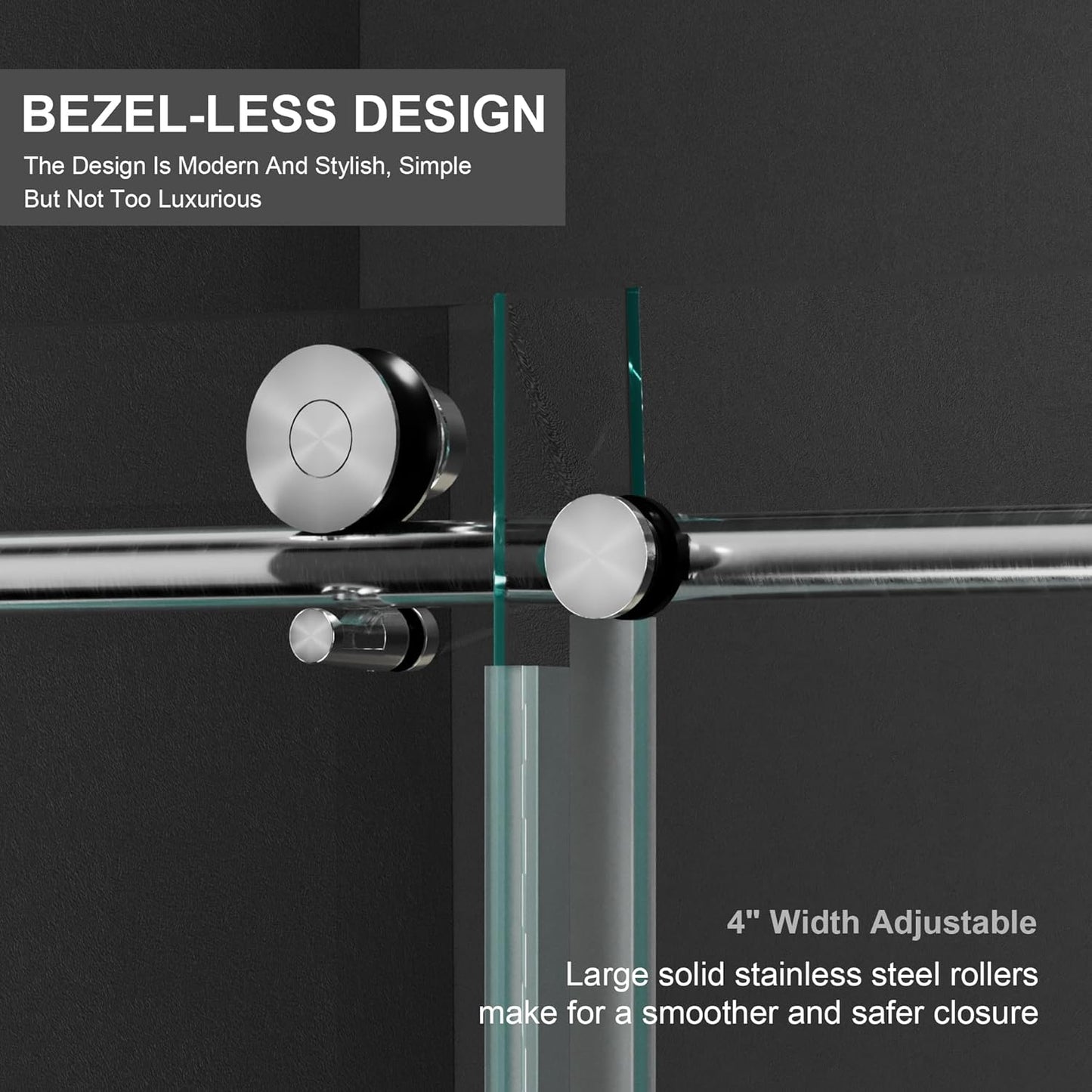 Frameless Bathtub Shower Doors 56-60" Width x 59" Height with 5/16" (8mm) Clear Tempered Glass,Silent Soft-Close Design,Brushed Nickel