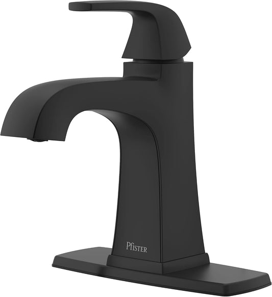 Pfister Bellance Bathroom Sink Faucet, Single Handle, Single Hole or 3-Hole, NSF Certified, Matte Black Finish, LF042BLLB