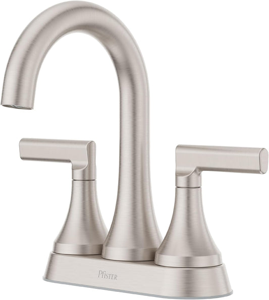 Pfister Vedra Bathroom Sink Faucet, 4-Inch Centerset, 2-Handle, 3-Hole, NSF Certified, Spot Defense Brushed Nickel Finish, LF048VEDGS