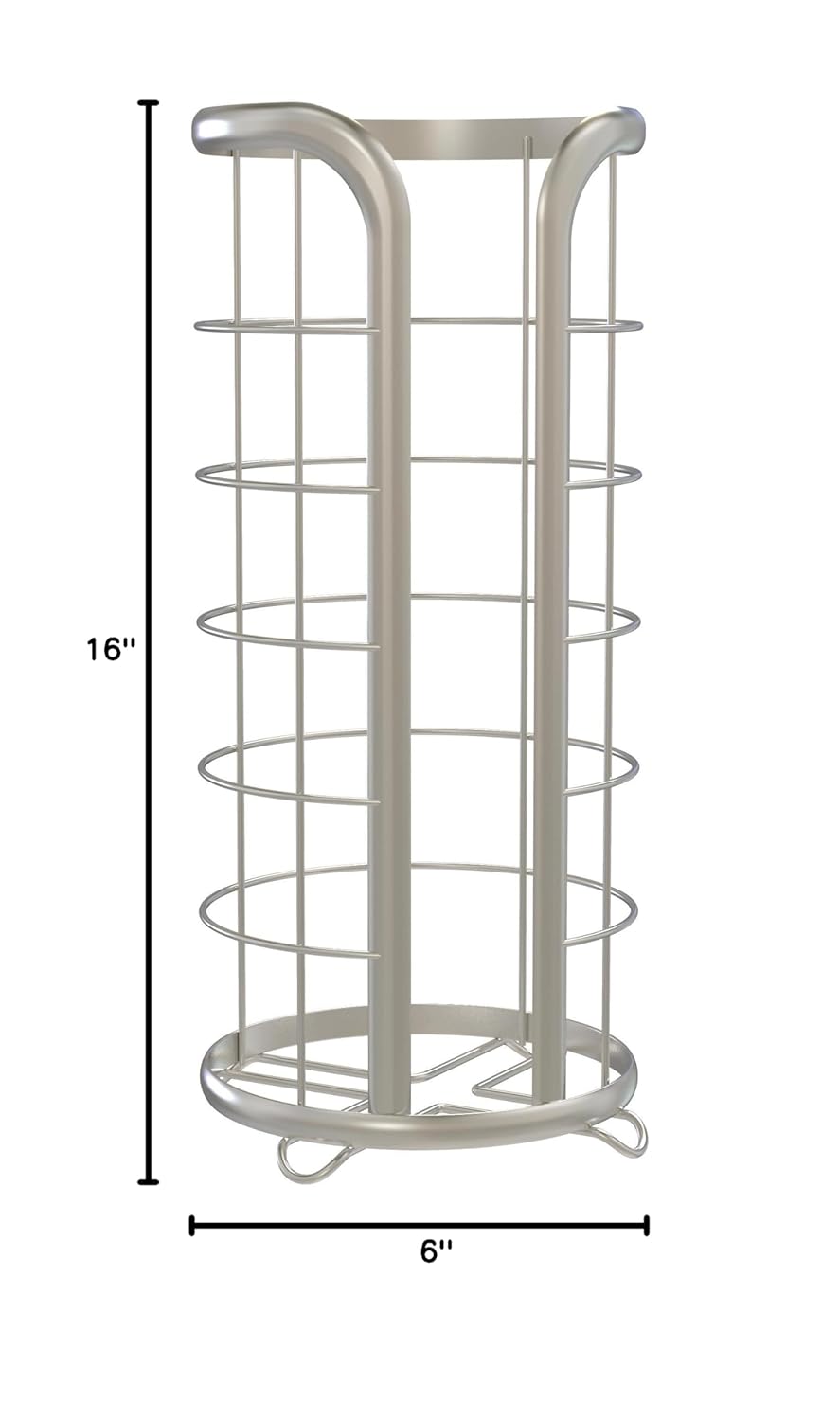 BROOKSTONE, Nickel Toilet Paper Holder, Freestanding Bathroom Tissue Organizer, Minimalistic Storage Solution, Modern & Stylish Design [Holds MEGA Rolls]