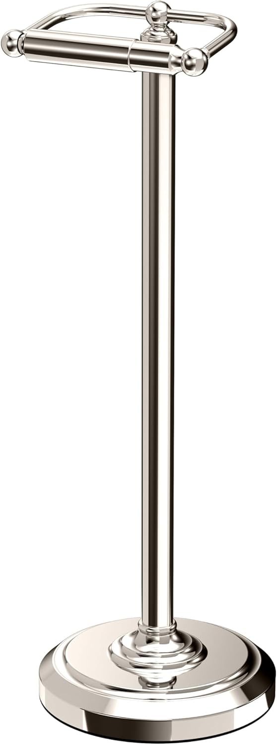 Gatco 1436MX, Freestanding Toilet Paper Holder, 22” H, Matte Black/Floor Standing Weighted Base Toilet Paper Holder Stand