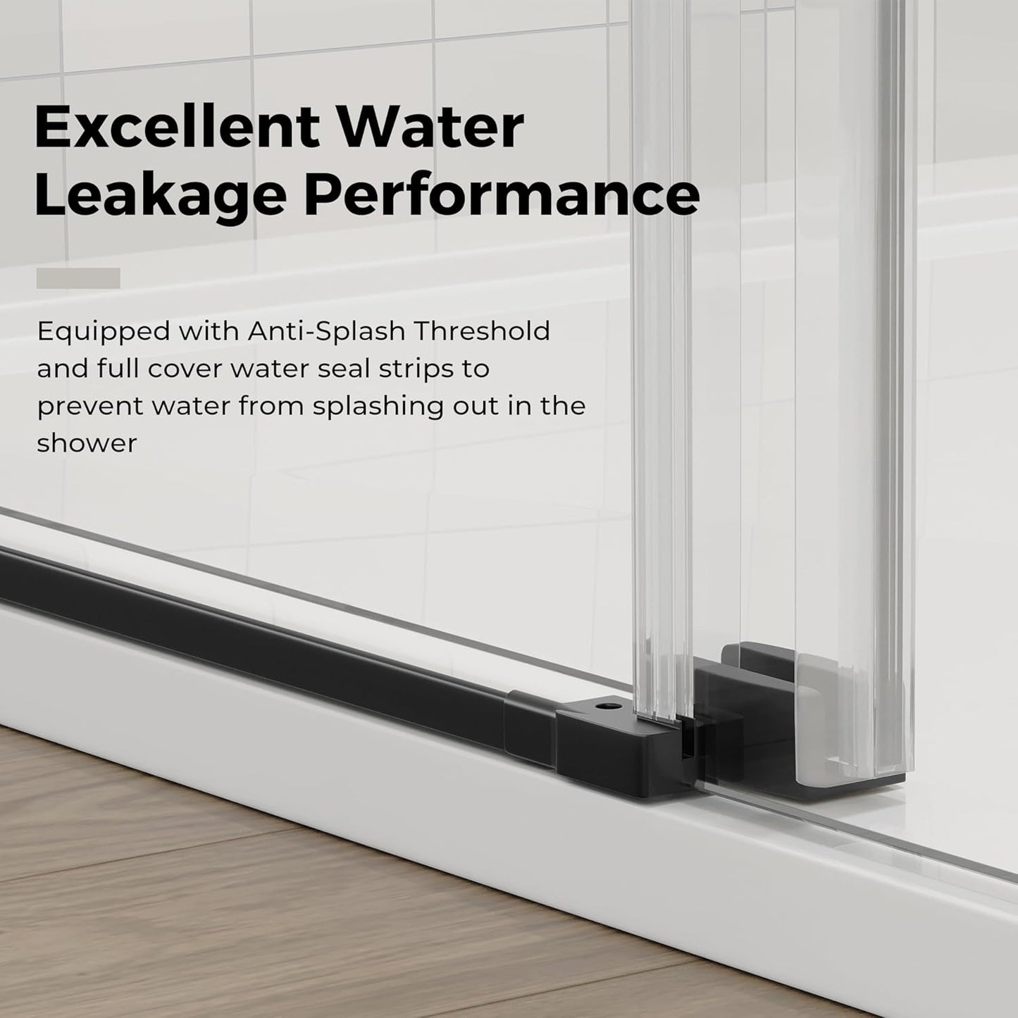 DELAVIN 56-59 in.W x 59 in.H Frameless Bathtub Door, Stainless Steel Tub Shower Door, Bathtub Shower Door with 5/16" (8mm) SGCC Certified Clear Tempered Glass, Black Shower Doors