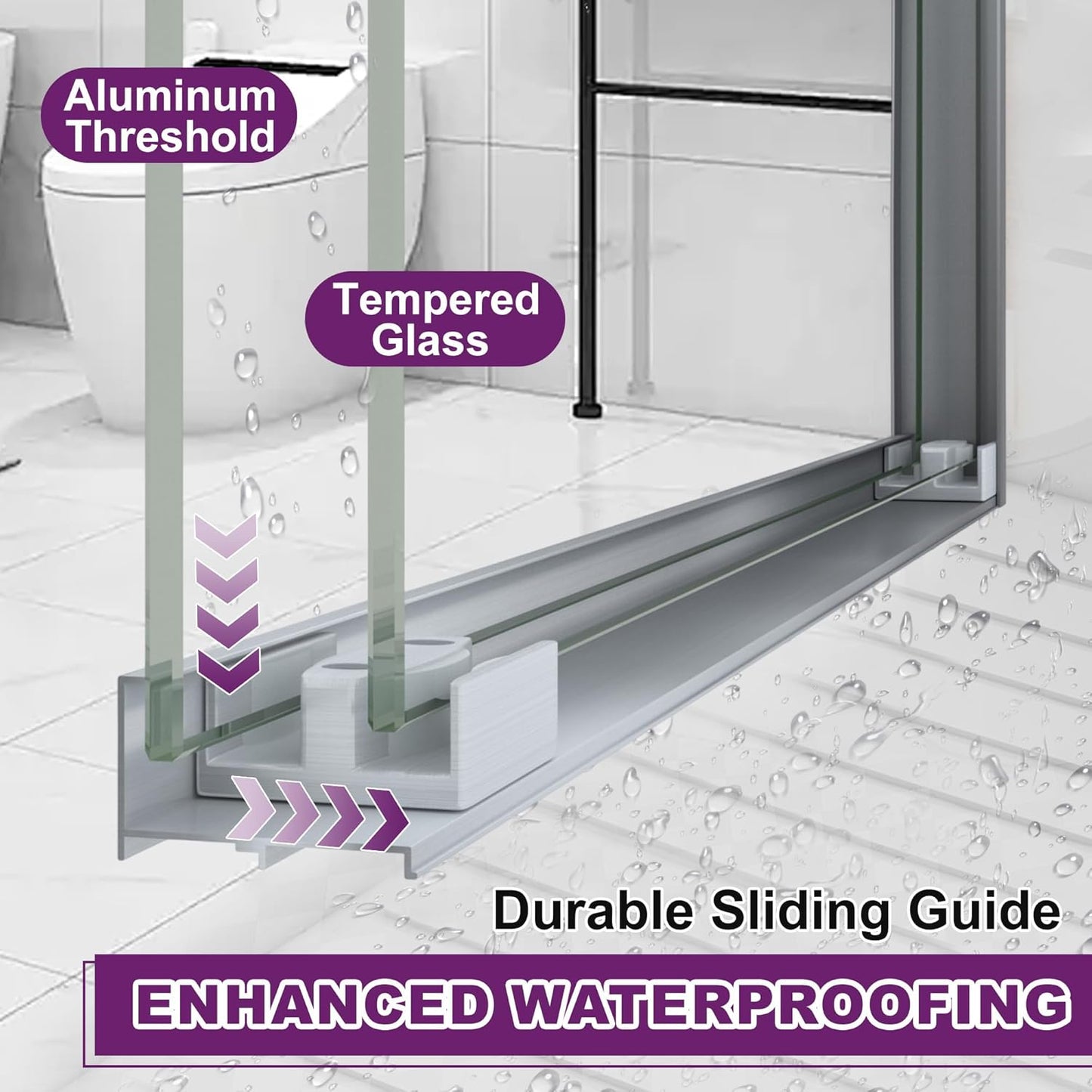 Bathtub Shower Door Double Sliding 56-60" W x 58" H, Semi-Frameless Glass Shower Door Bypass, Bathtub Sliding Glass Door with 1/4" (6mm) SGCC Certified Tempered Glass, Brushed Nickel