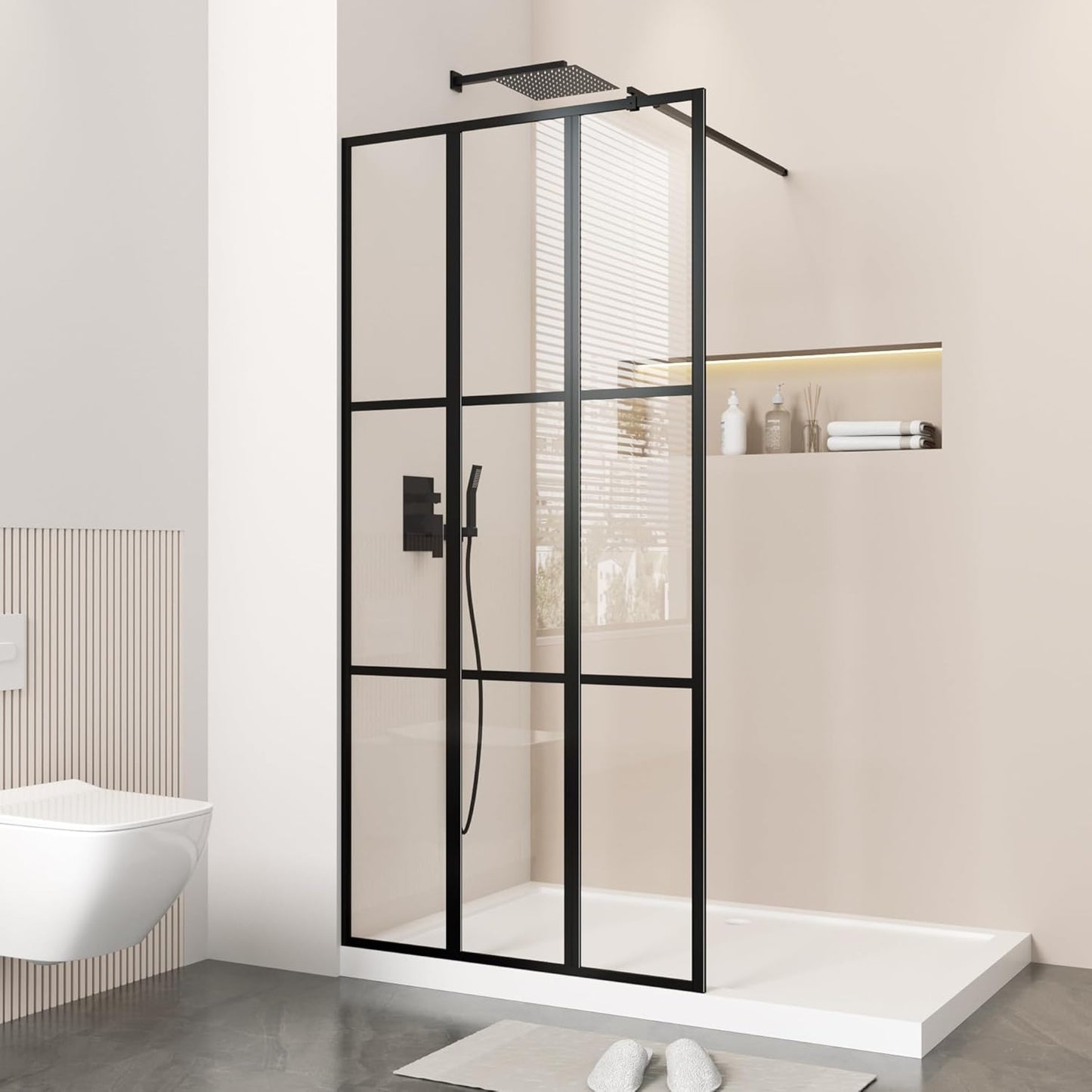 47" W x 55" H Tub Shower Door,Foldable Bathtub Glass Door,Frameless Hinged Shower Screen with Tempered Glass Panel,Matte Black