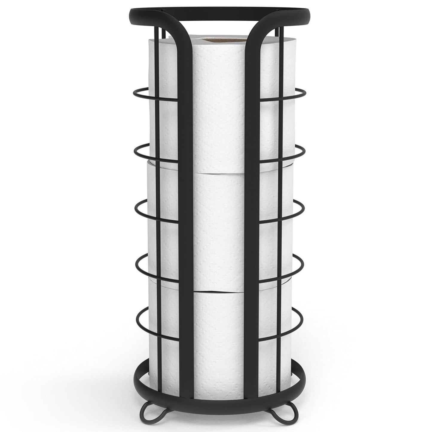 BROOKSTONE, Nickel Toilet Paper Holder, Freestanding Bathroom Tissue Organizer, Minimalistic Storage Solution, Modern & Stylish Design [Holds MEGA Rolls]